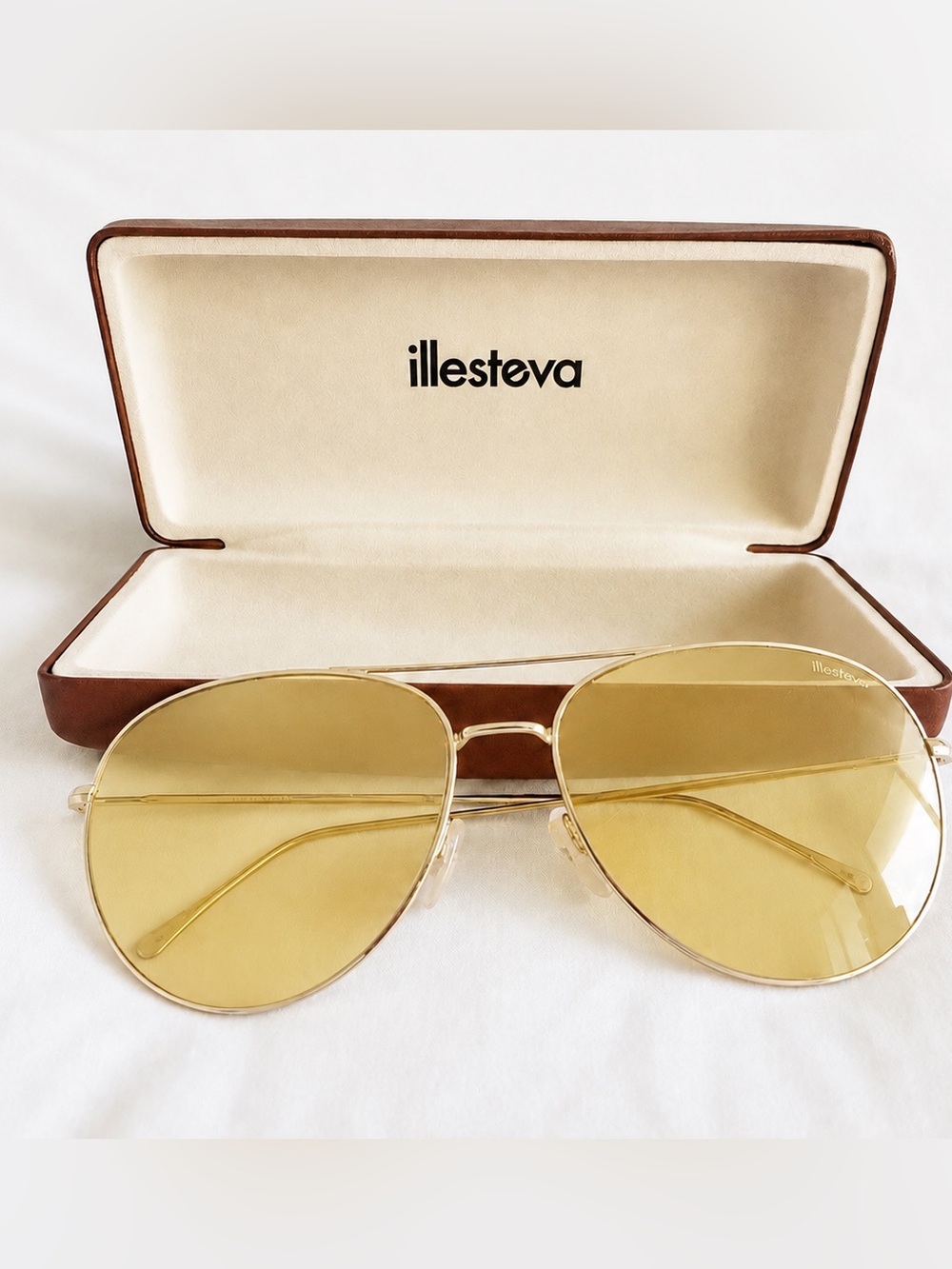 Illesteva Gold Frame Yellow Lens Aviator Sunglasses